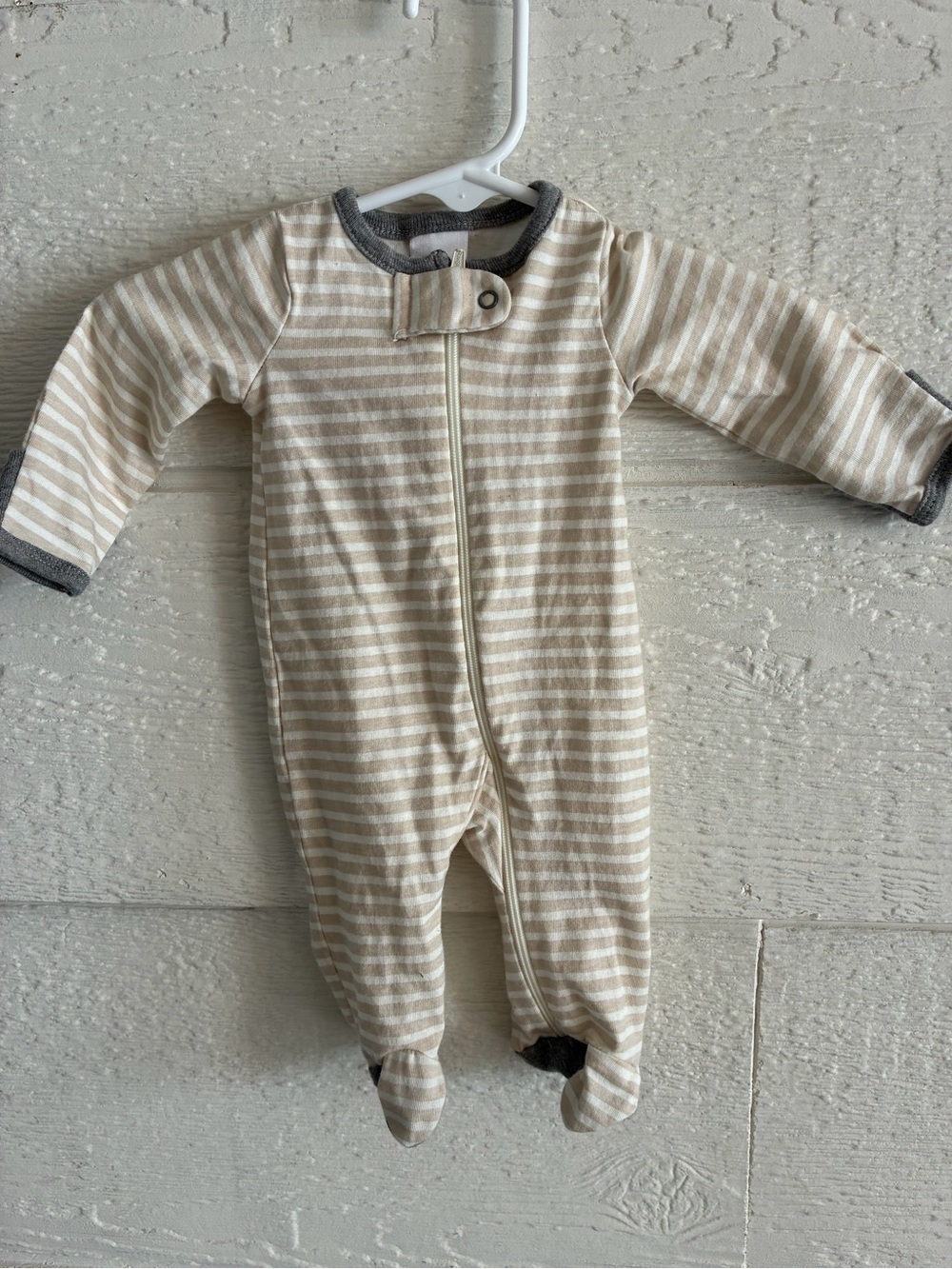 Gerber Cream and White Striped Footed One-Piece
